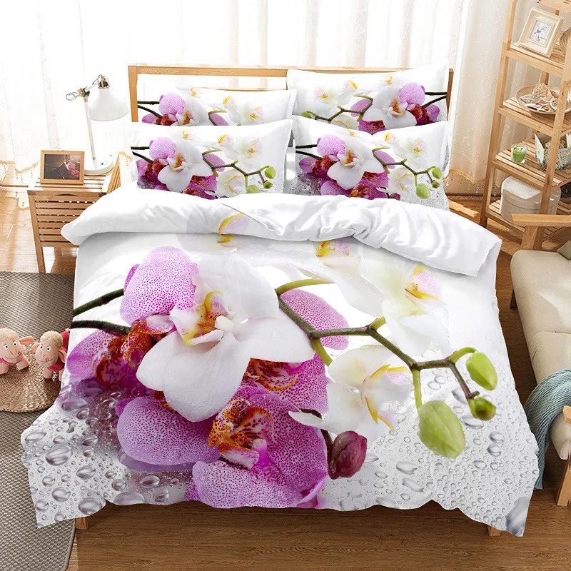 Linen Duvet Cover - Conjunto de cama flores conjunto capa
