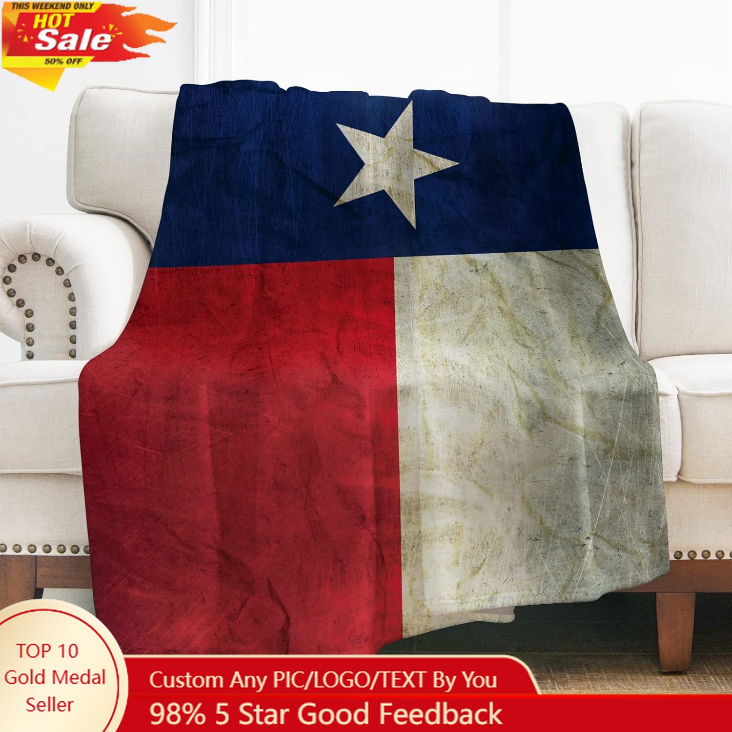 Quality Home Textiles - Levens texas bandeira lance cobertor presentes