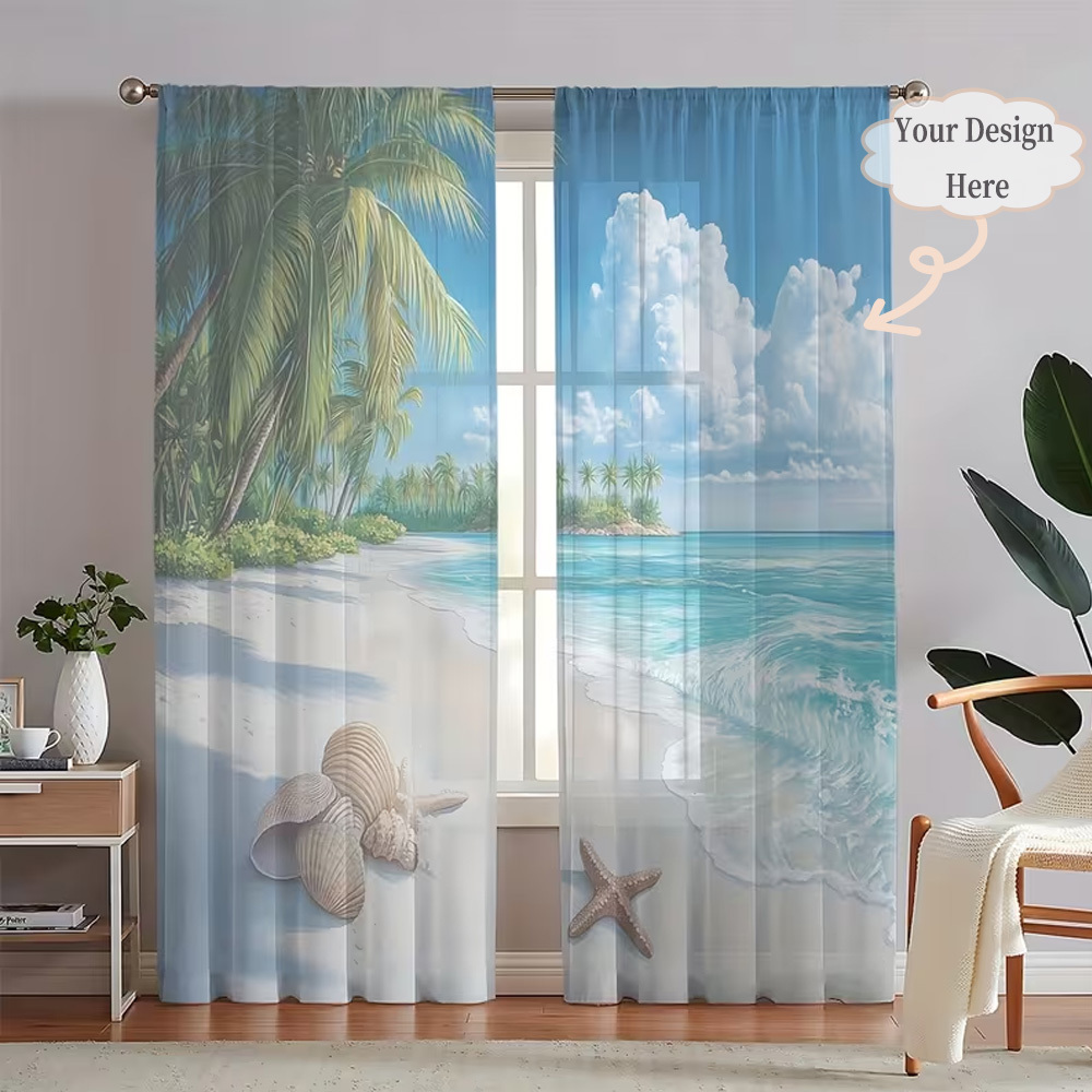 Home Textiles Design - Cortinas Transparentes Planas 2D Personalizadas (2