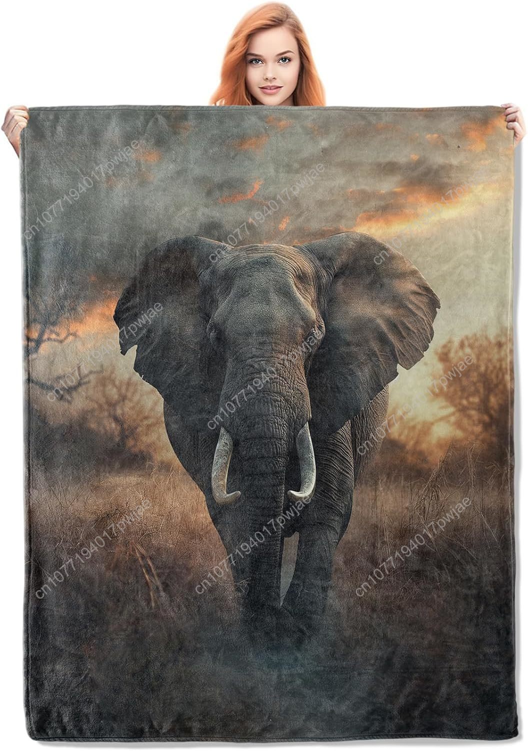 Quality Home Textiles - Cobertor de lã de elefante, cena