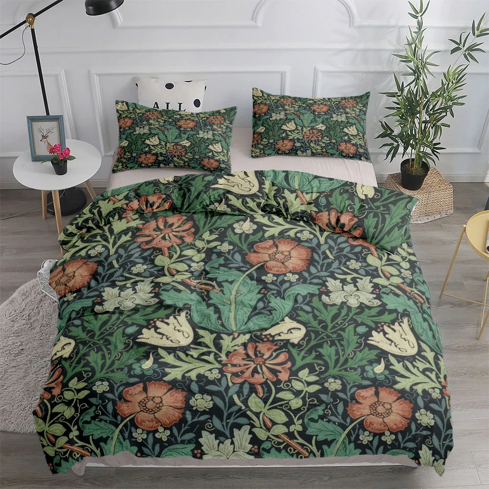 Linen Duvet Cover - William morris neoclássico floral e pássaros