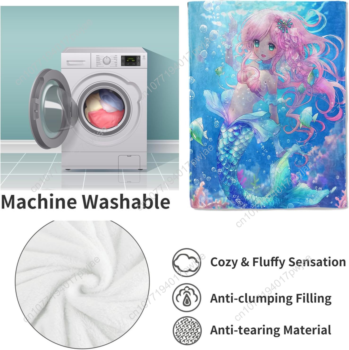 Bonito sereia cobertor dos des - Quality Home Textiles avaliação e preço